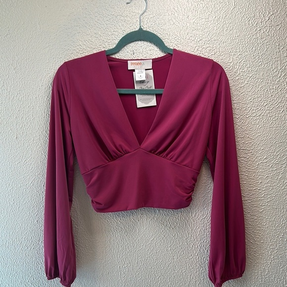 Renee C. Pink Fitted Crop Blouse - Picture 7 of 11